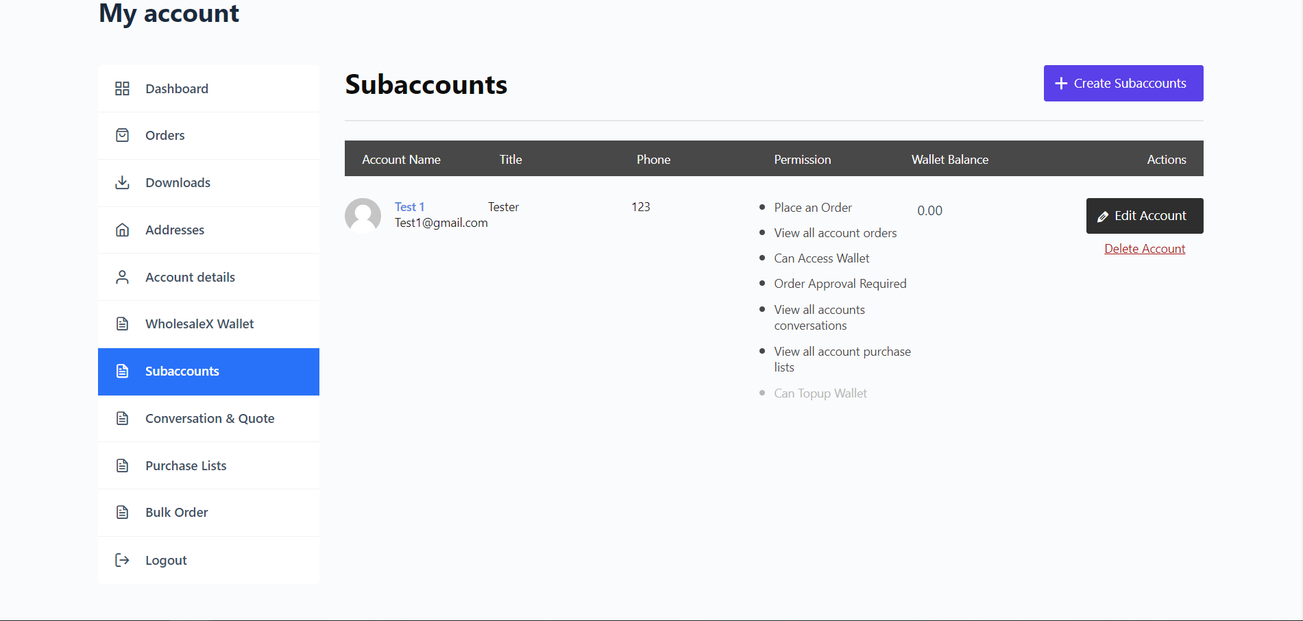 Admin Subaccount Management