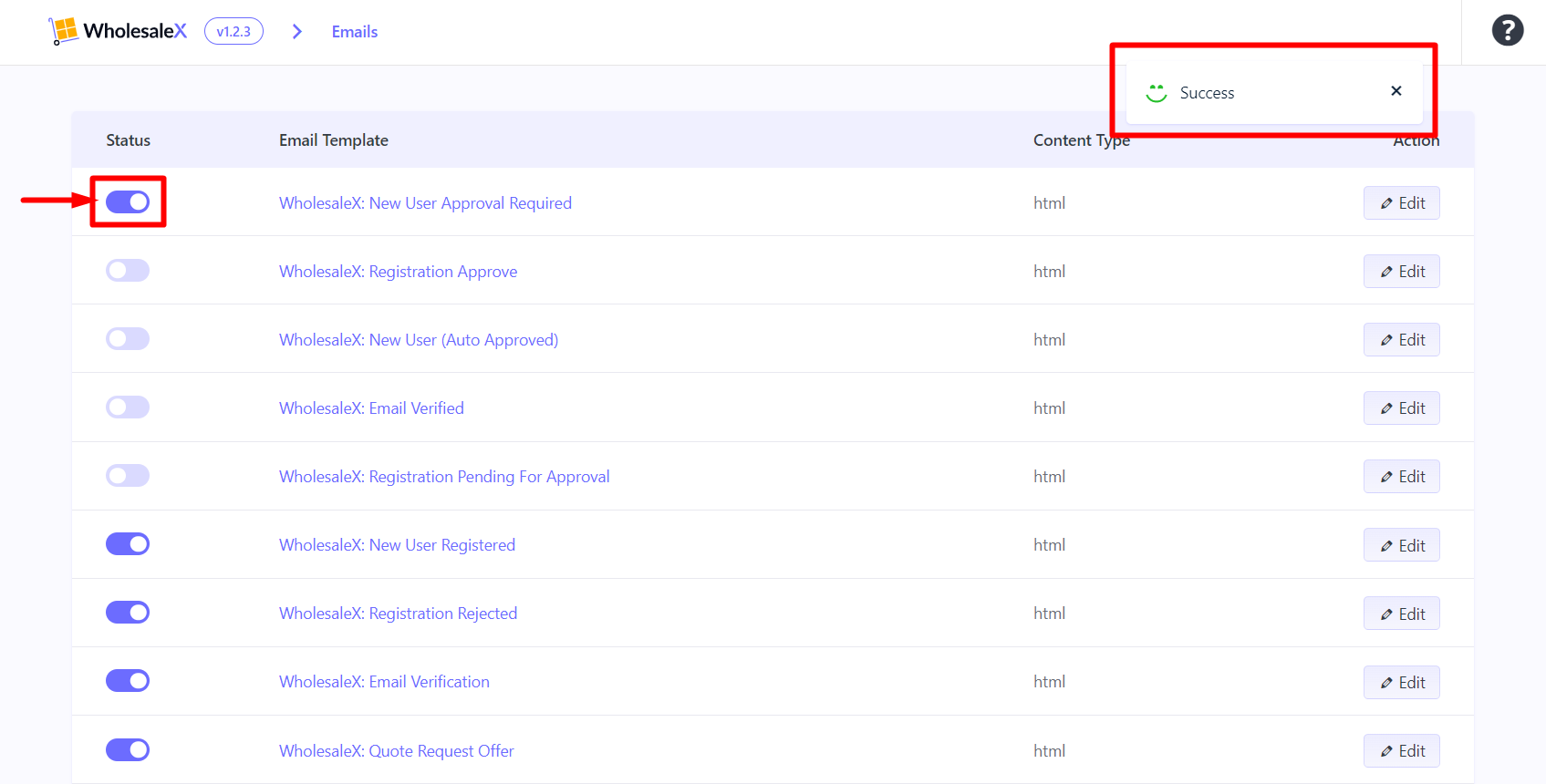 Enabling WholesaleX Email Template