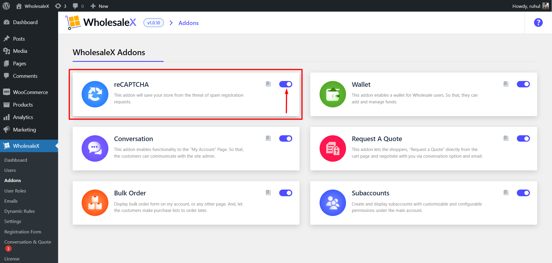 Enabling WholesaleX reCAPTCHA