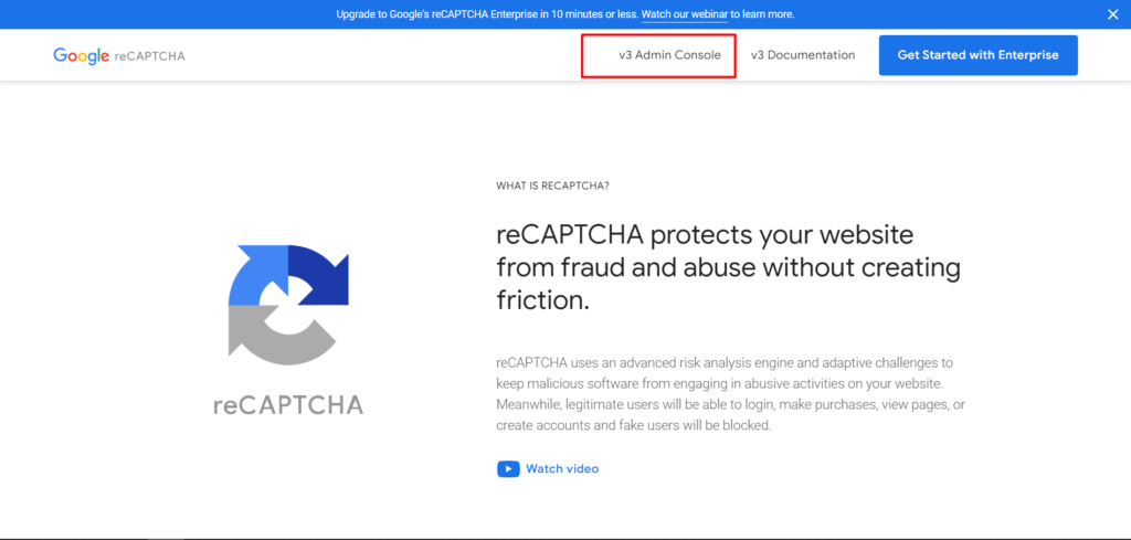 Google reCAPTCHA Admin Console