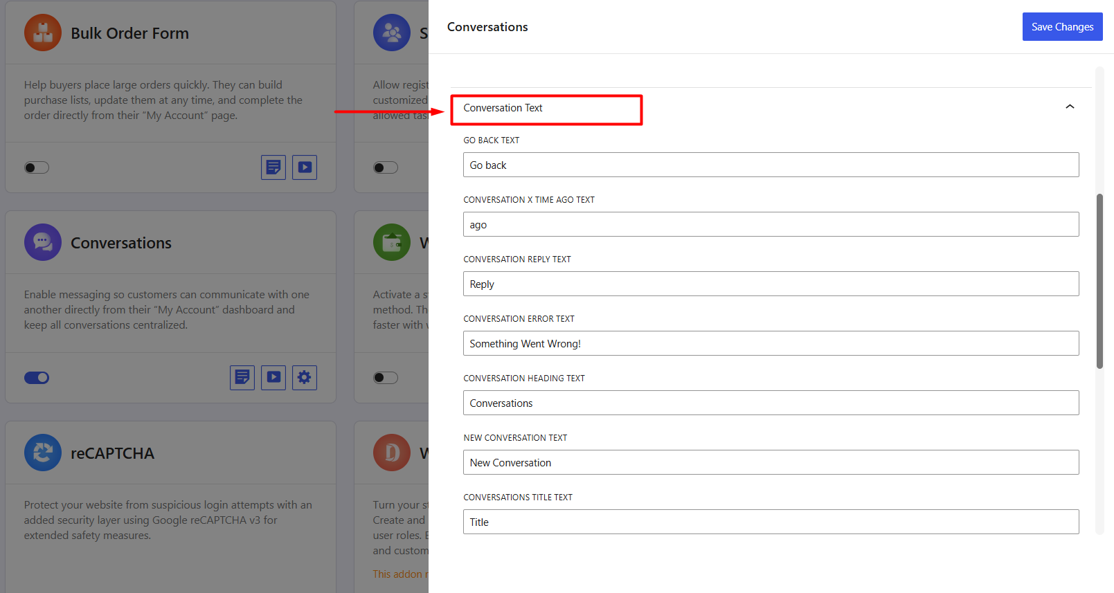 customizing conversation texts