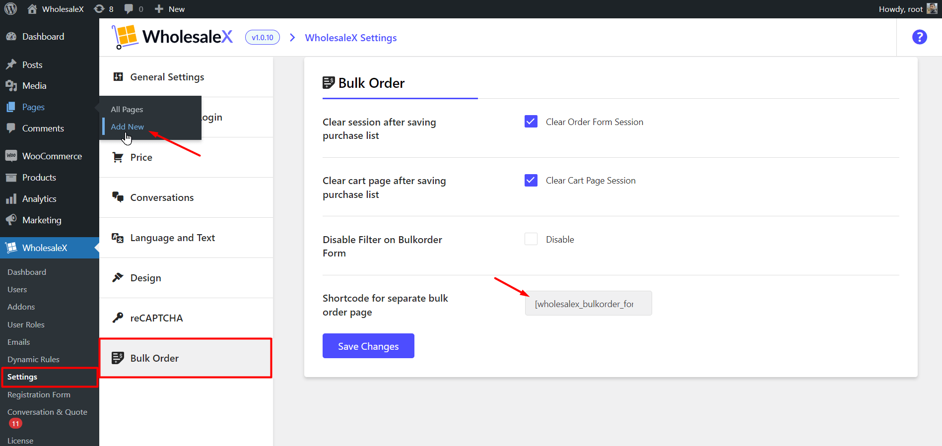 Creating Separate Bulk Order Page