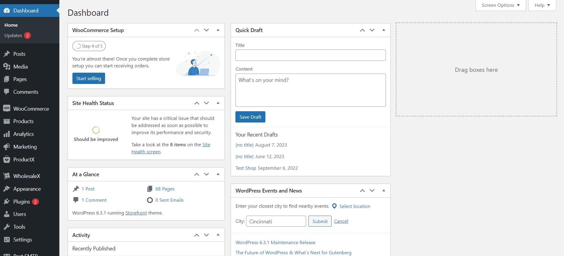 WordPress Dashboard