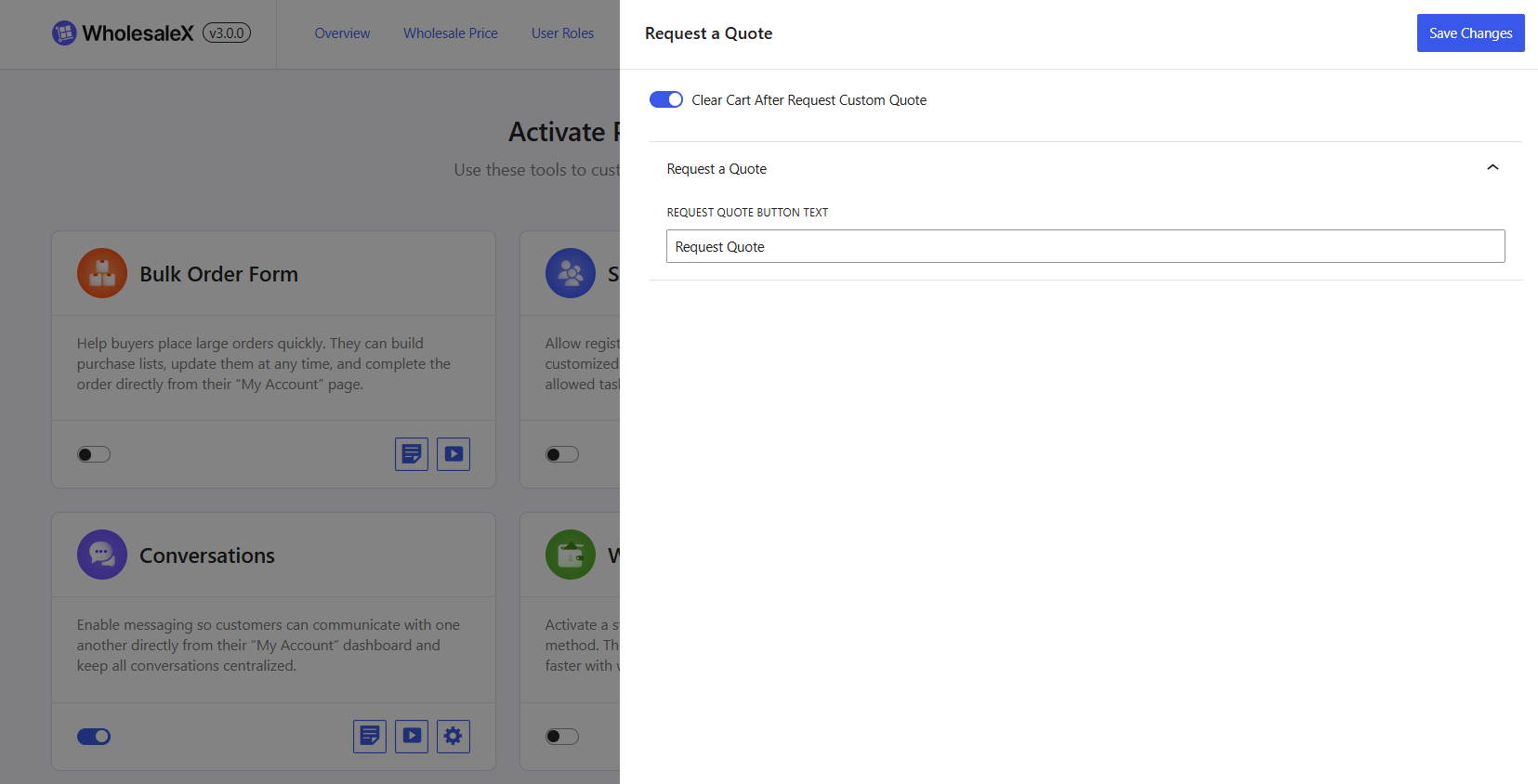 enabling clear cart option if requesting quotes