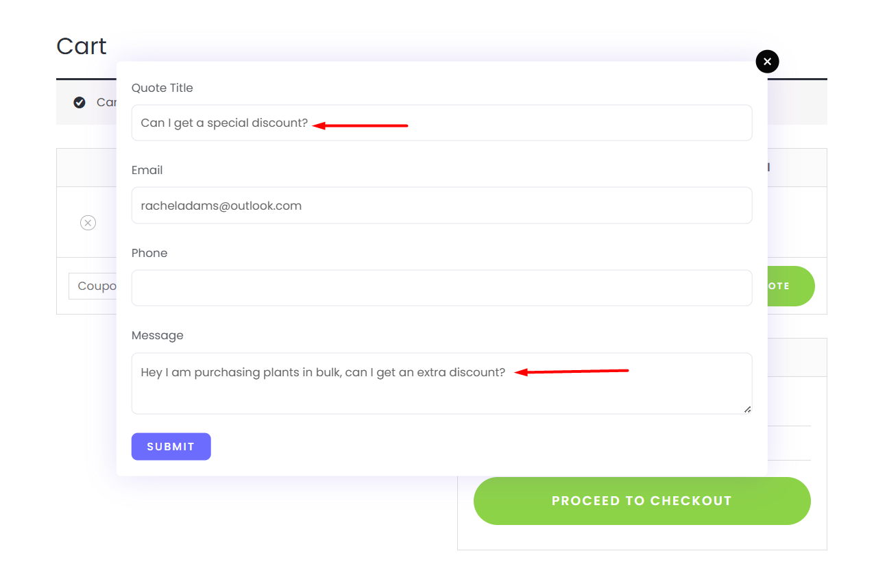 adding information like quote title, messaging