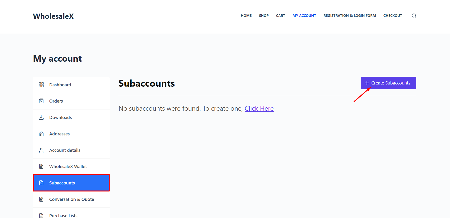 Creating a Subaccount