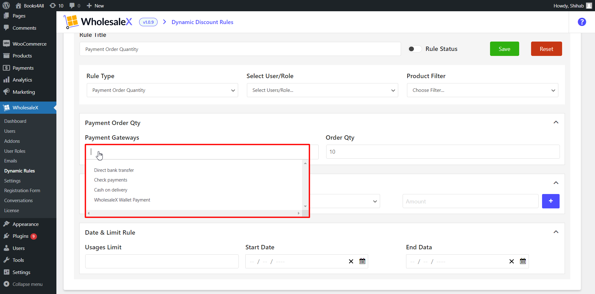 Select the Payment Gateways.