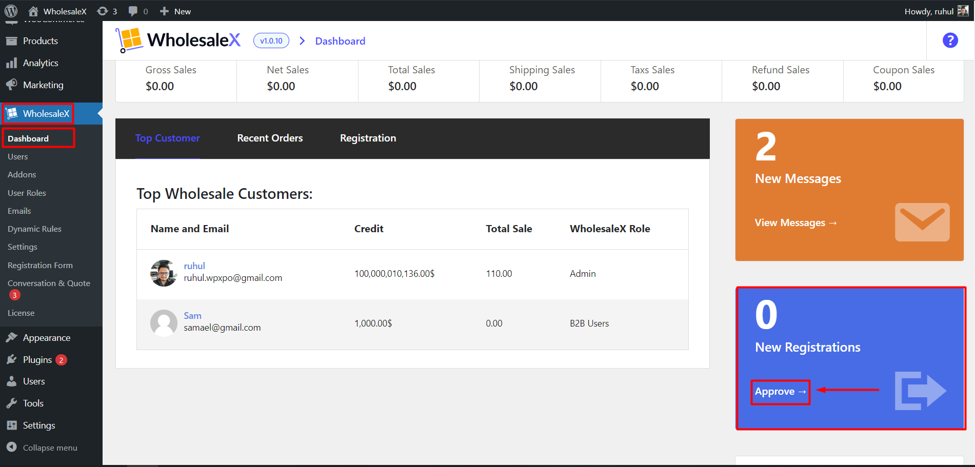 WholesaleX Dashboard New Registration