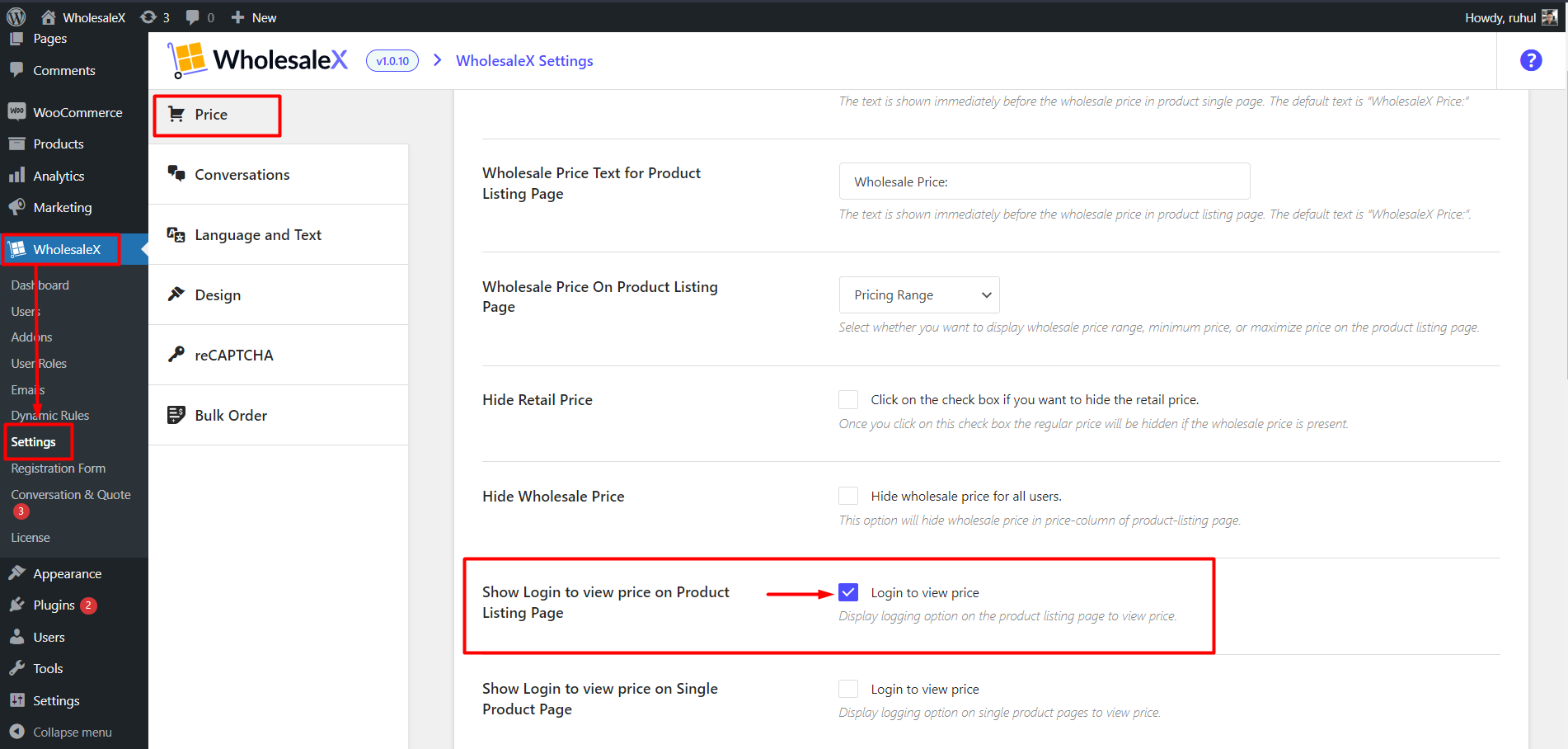 WholesaleX Enabling Login to View Price on Product Listing Page