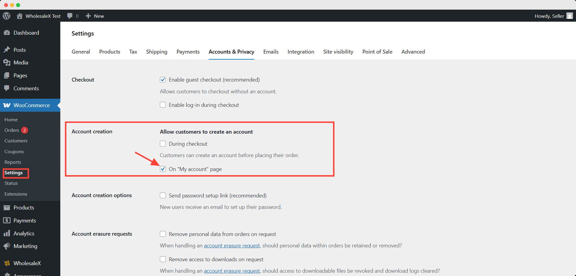 woocommerce my account page registration form