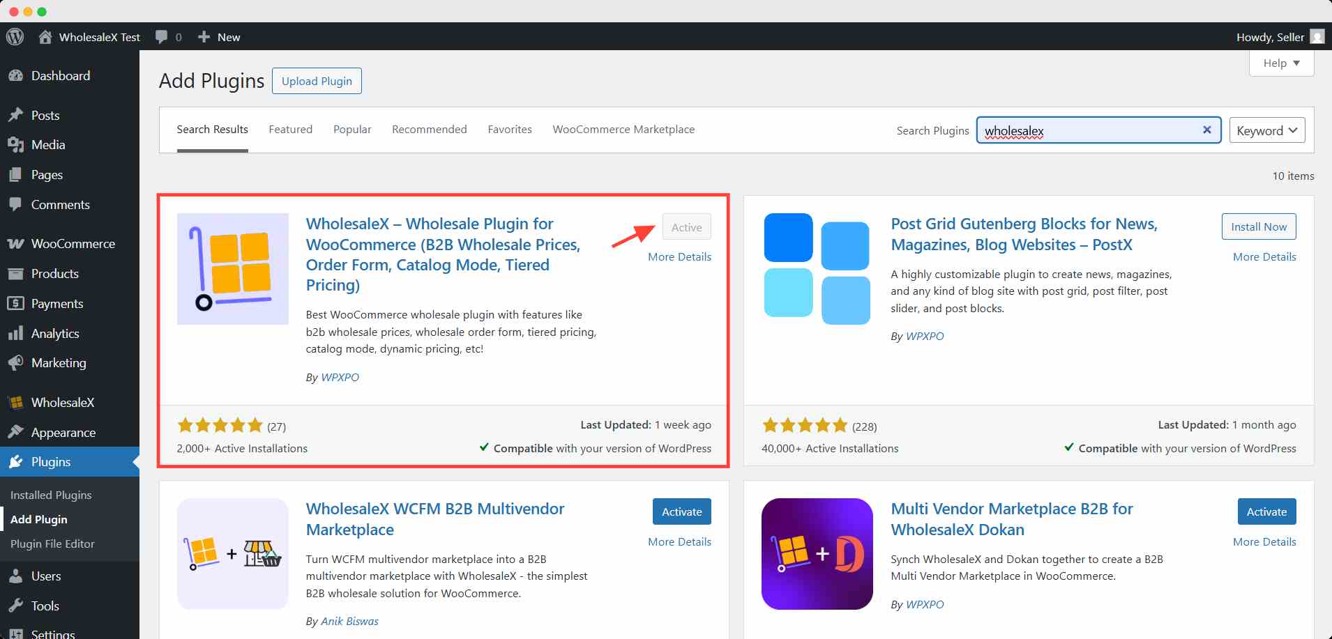 Install and Activate WholesaleX Plugin