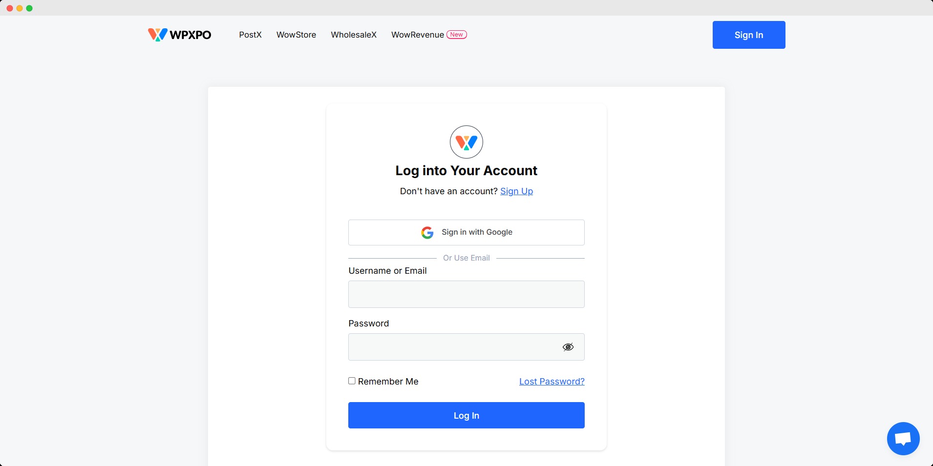 login page