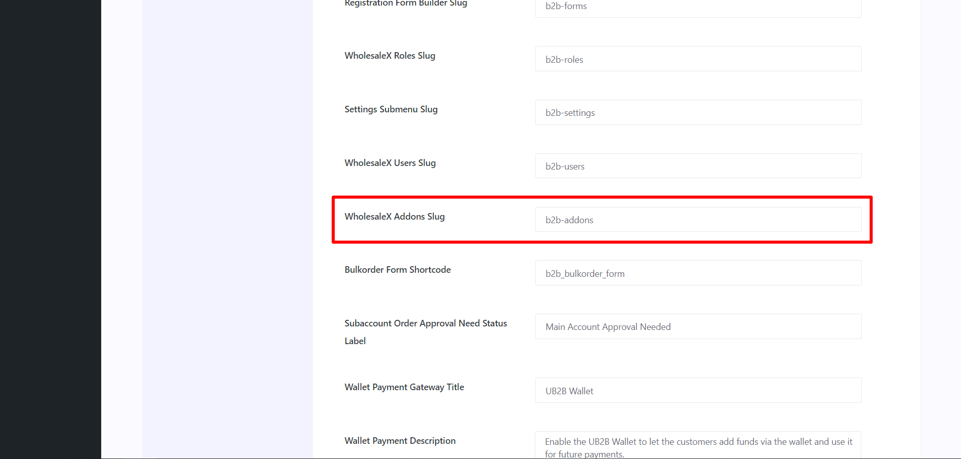 Adding WholesaleX Addons Slug