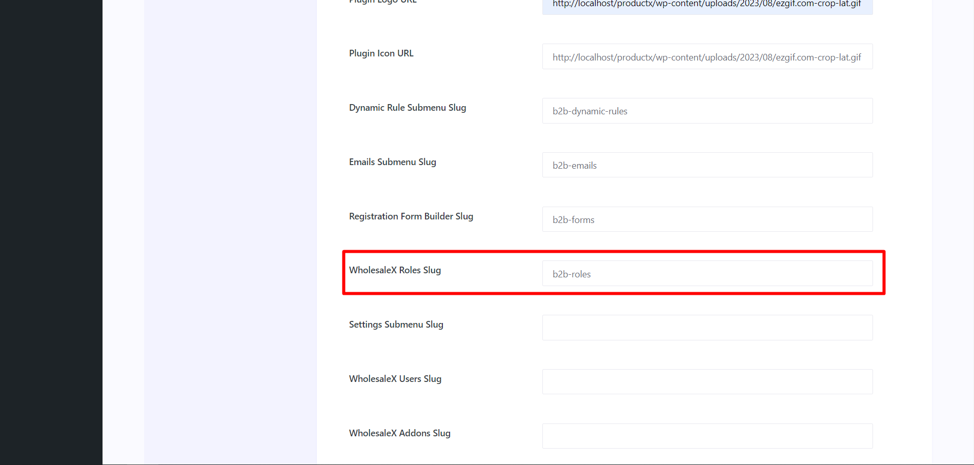 Adding WholesaleX Roles Slug