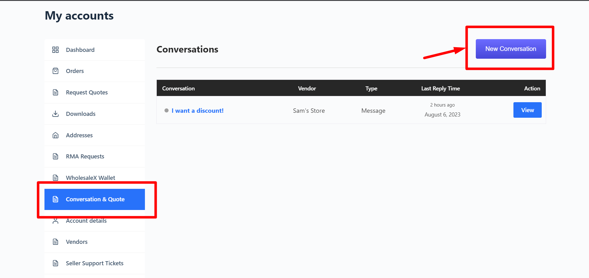 Customer Initiate Conversation with Vendor