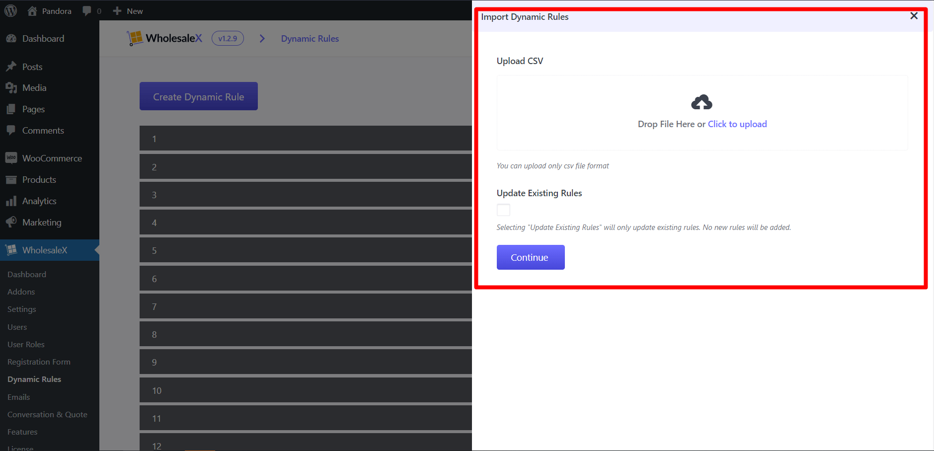 Dynamic Rules Import