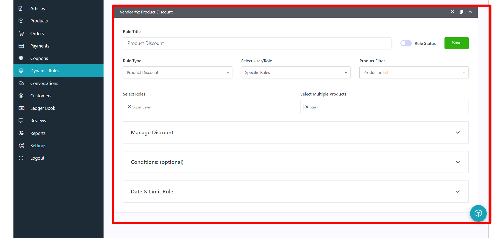 Filling All Dynamic Rules Field as WCFM Vendor