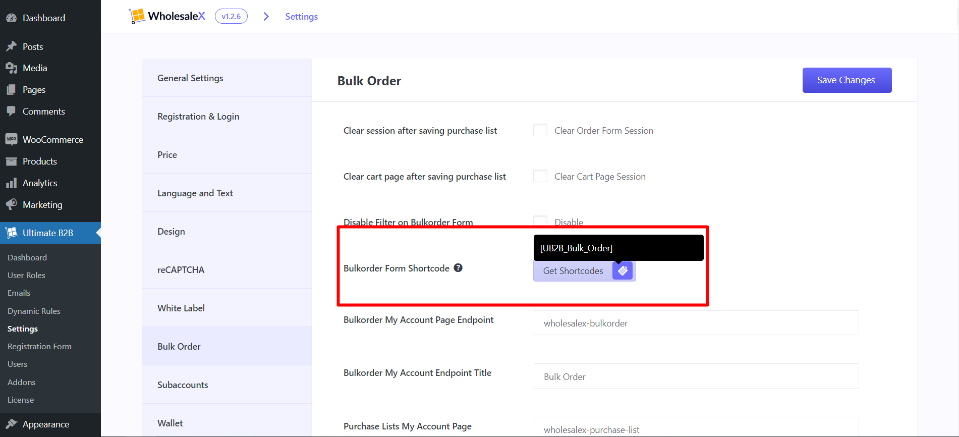 New Bulk Order Form Shortcode