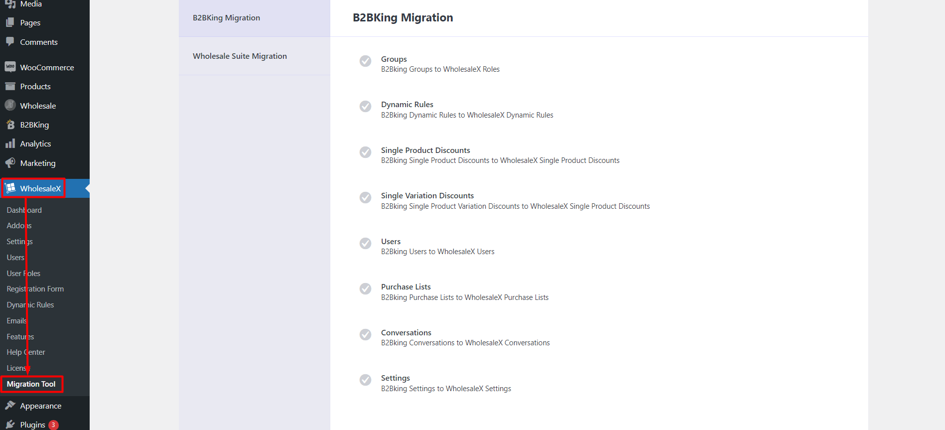 Accessing WholesaleX Migration Tool