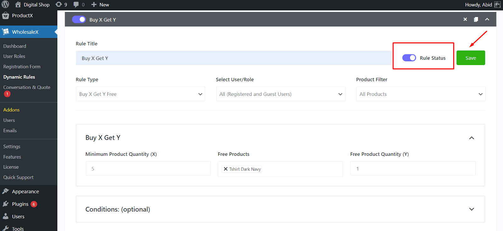 enable dynamic rule status