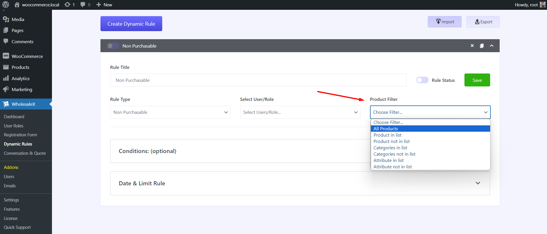 Selecting Products to Apply Rule