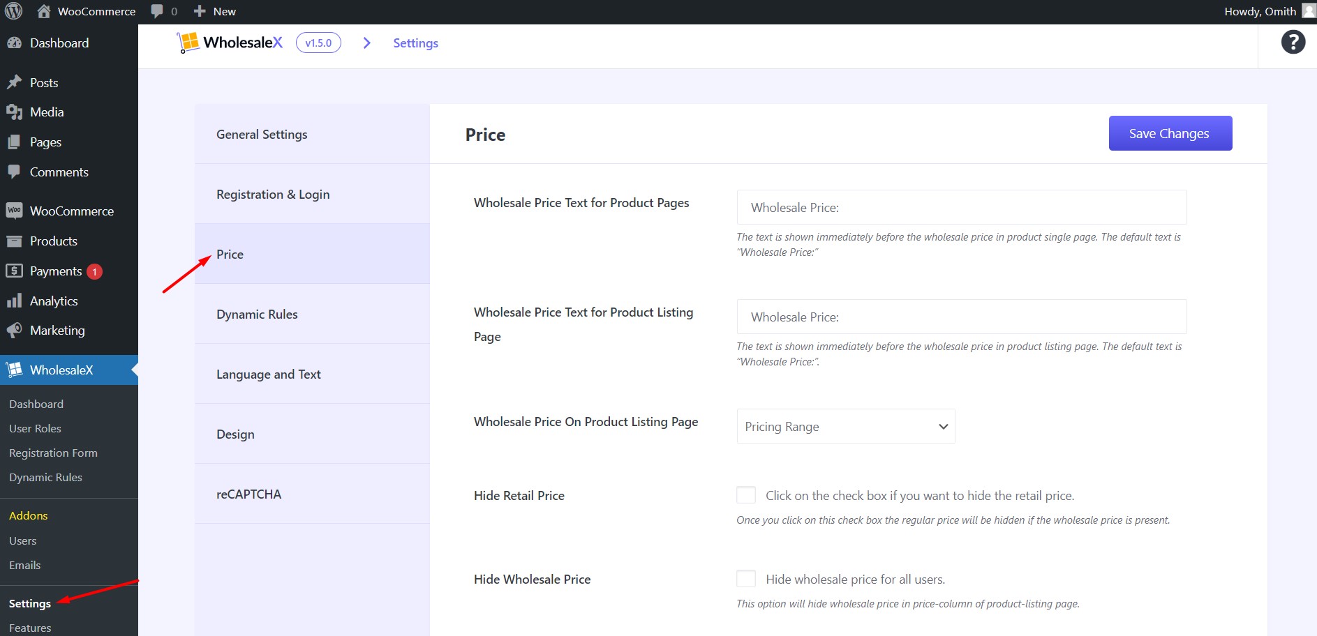 WholesaleX Settings