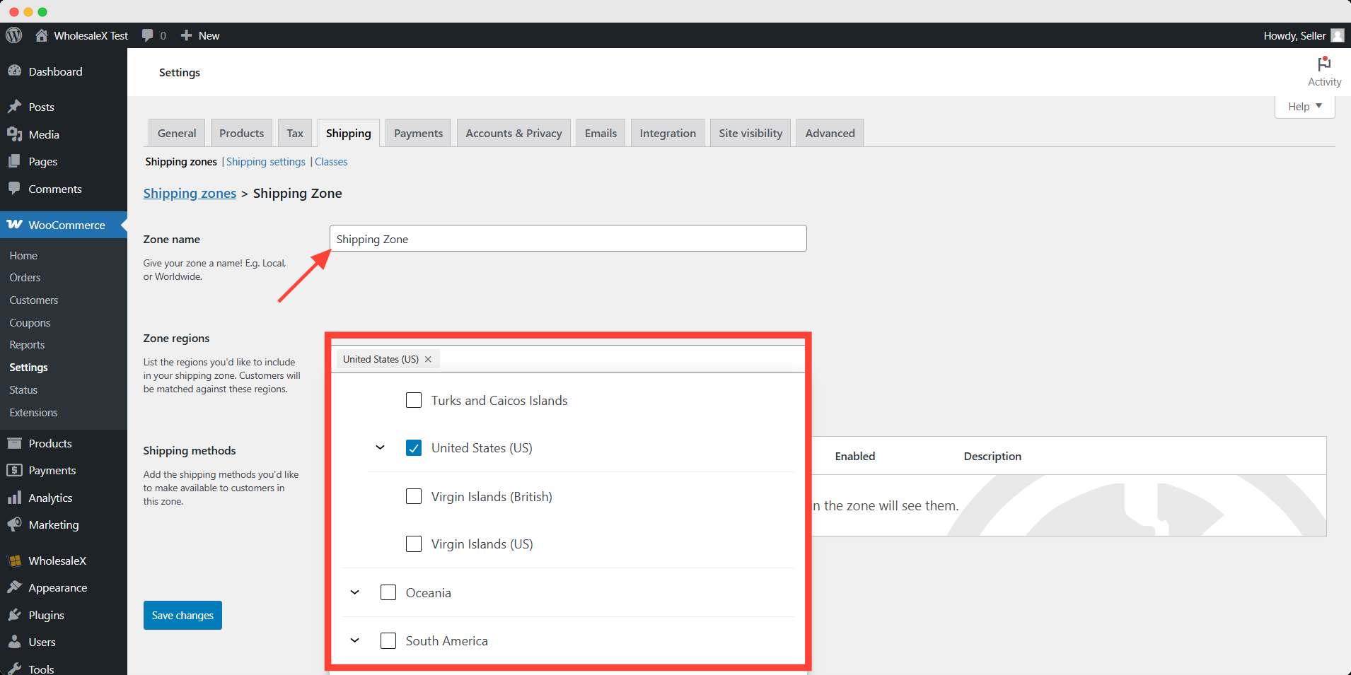 Add shipping zone details