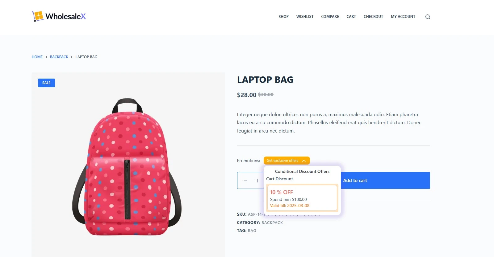 Final Output of Discount Based on Cart Total Amount