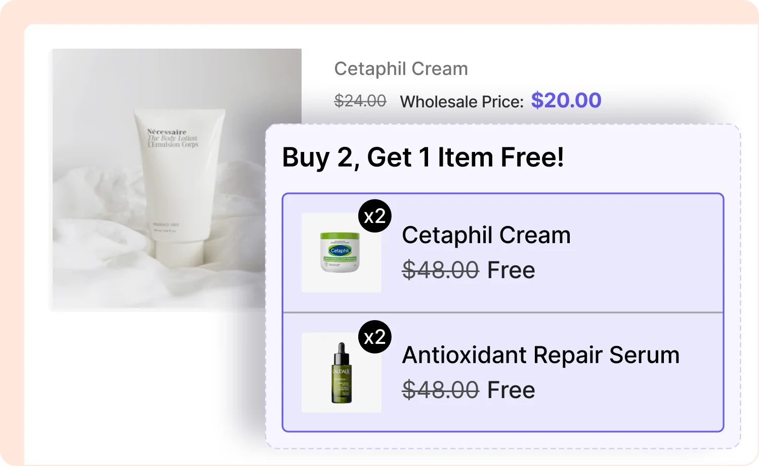 Buy 2 Get 1 Free wholesale promotion interface in WooCommerce.