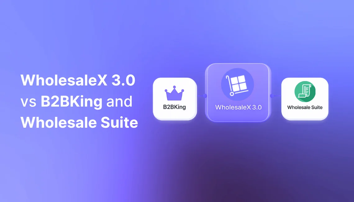 featured banner image of a blog titled WholesaleX vs B2BKing and Wholesale Suite