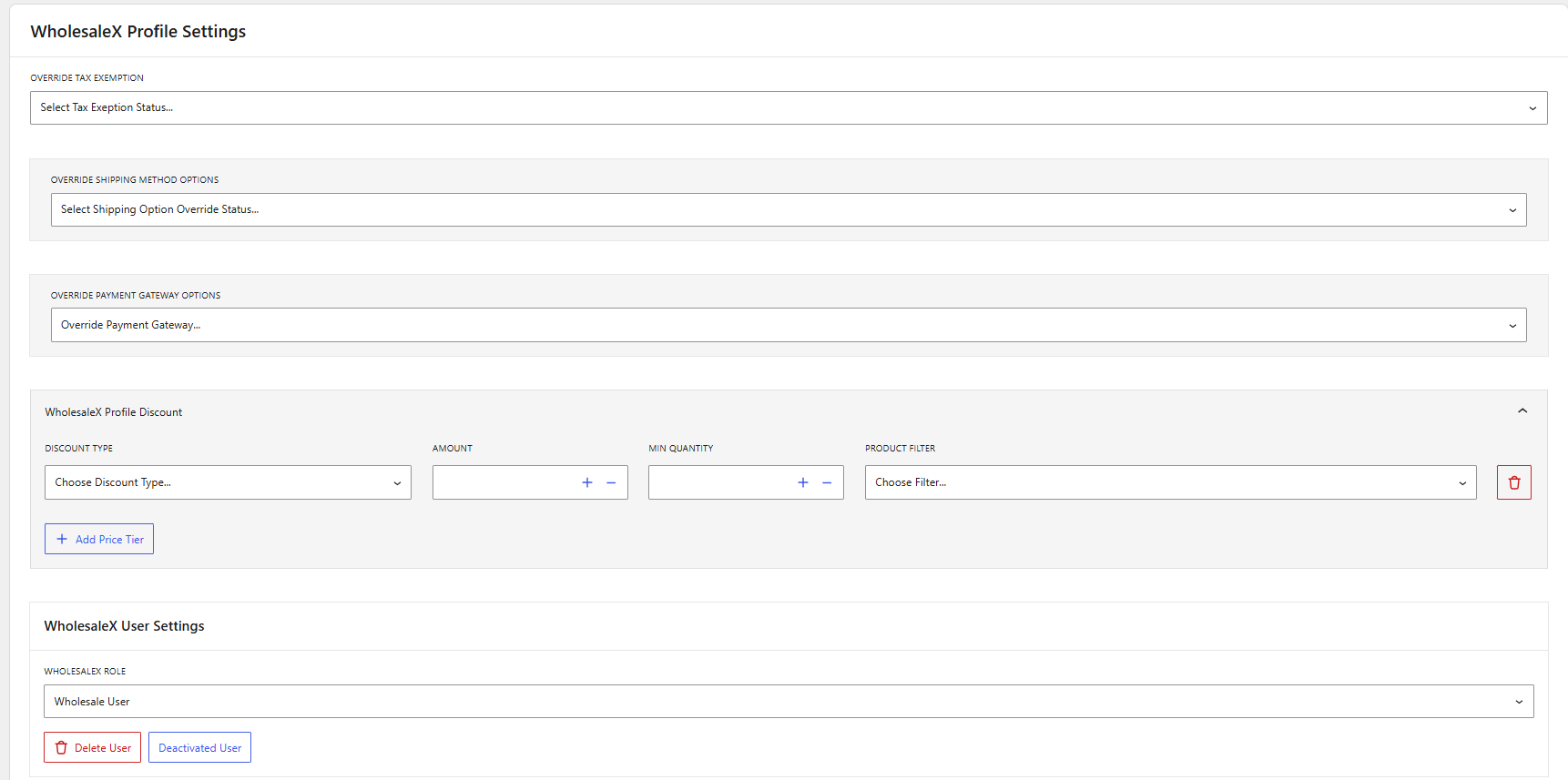 editing user profile settings