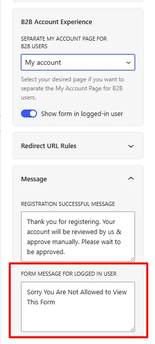 B2B Account Experience Settings