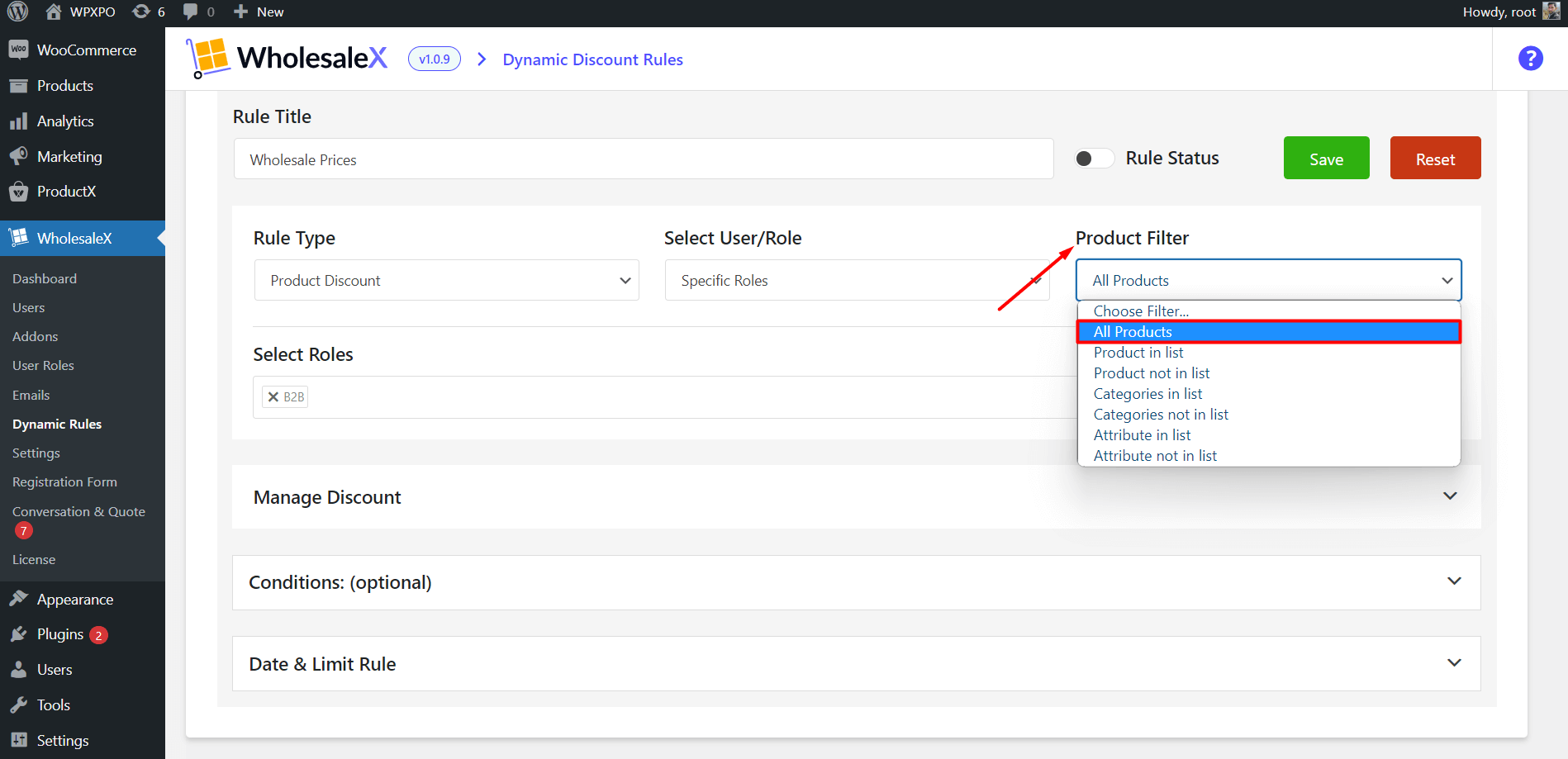 Working with the Product Filter