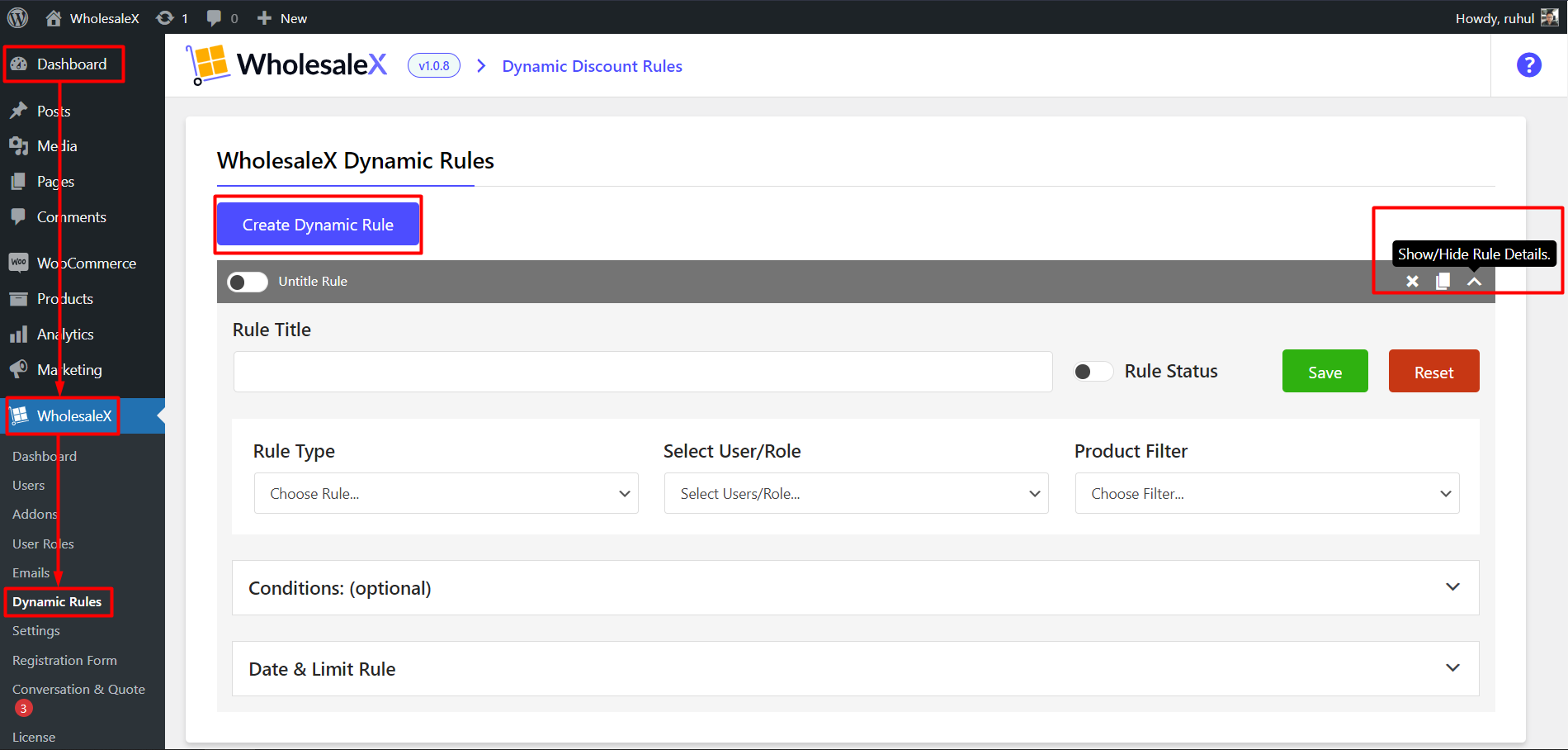 Step 1: Create a New Dynamic Rule