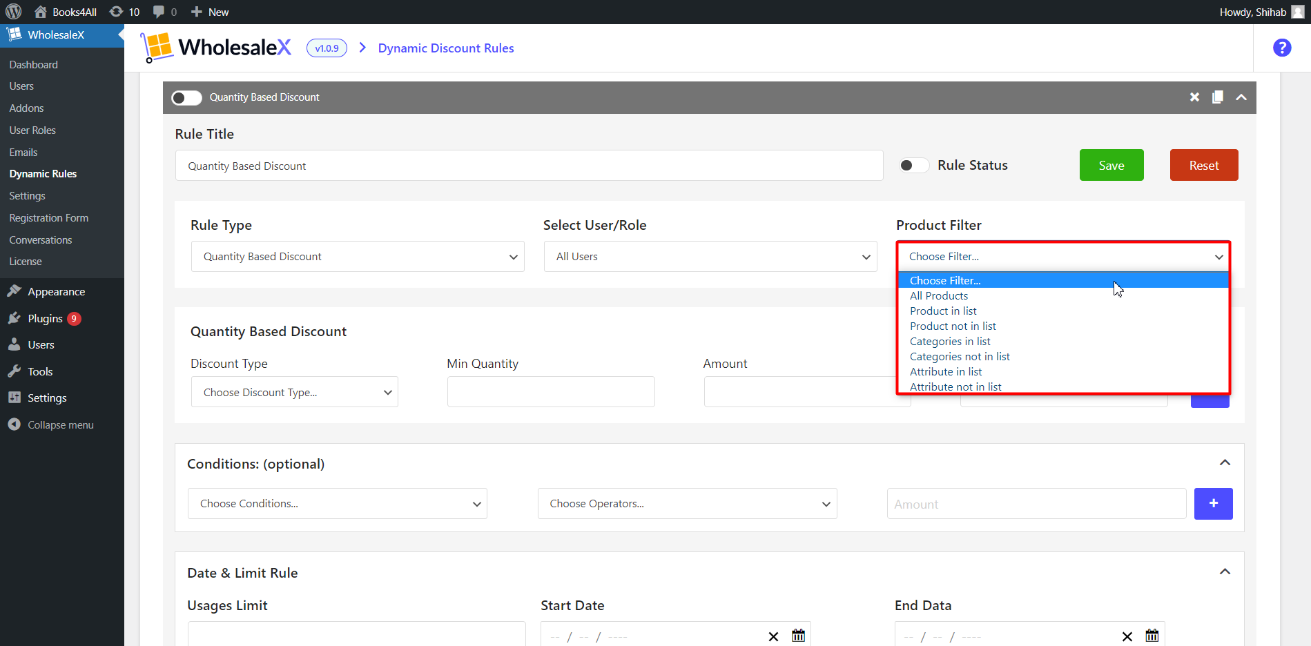 Step 5: Select the Product Filter