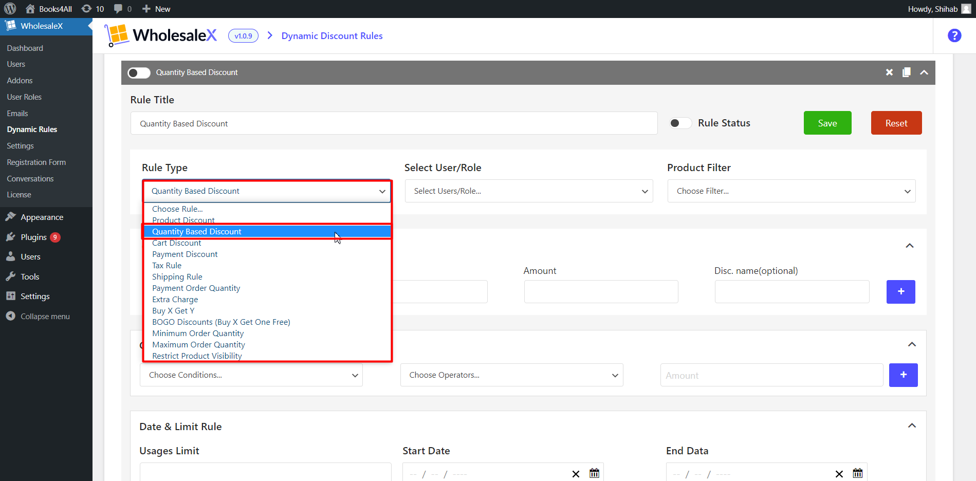 Step 3: Select Quantity-Based Discount Rule Type