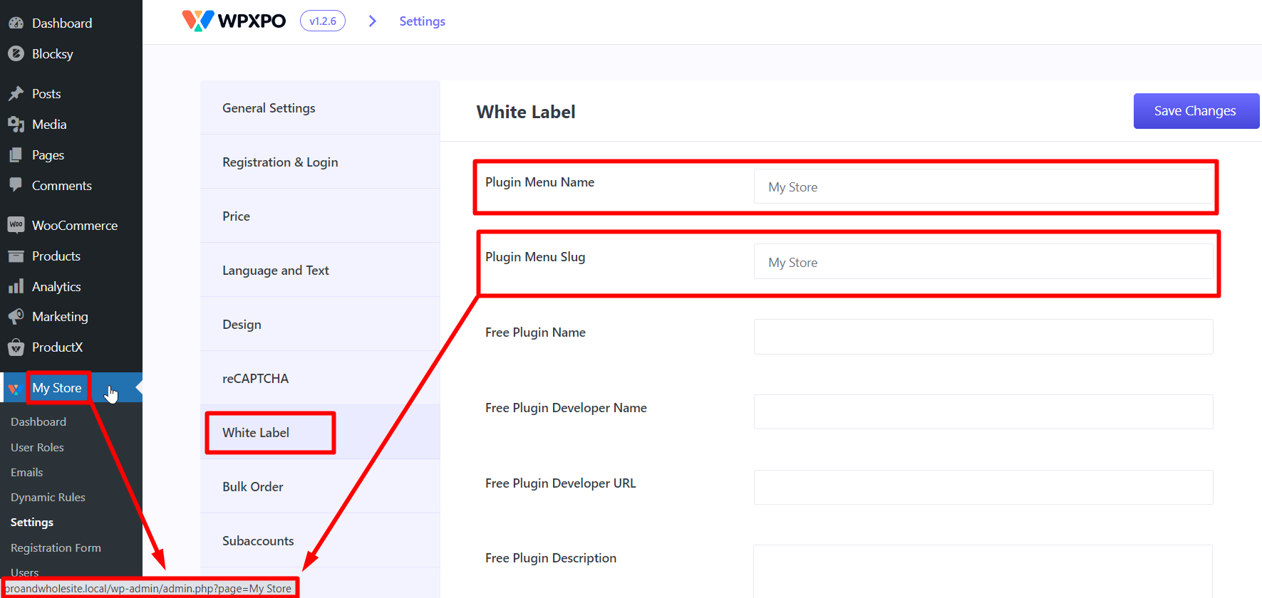 Changing the plugin menu name and slug using the White Label Addon 