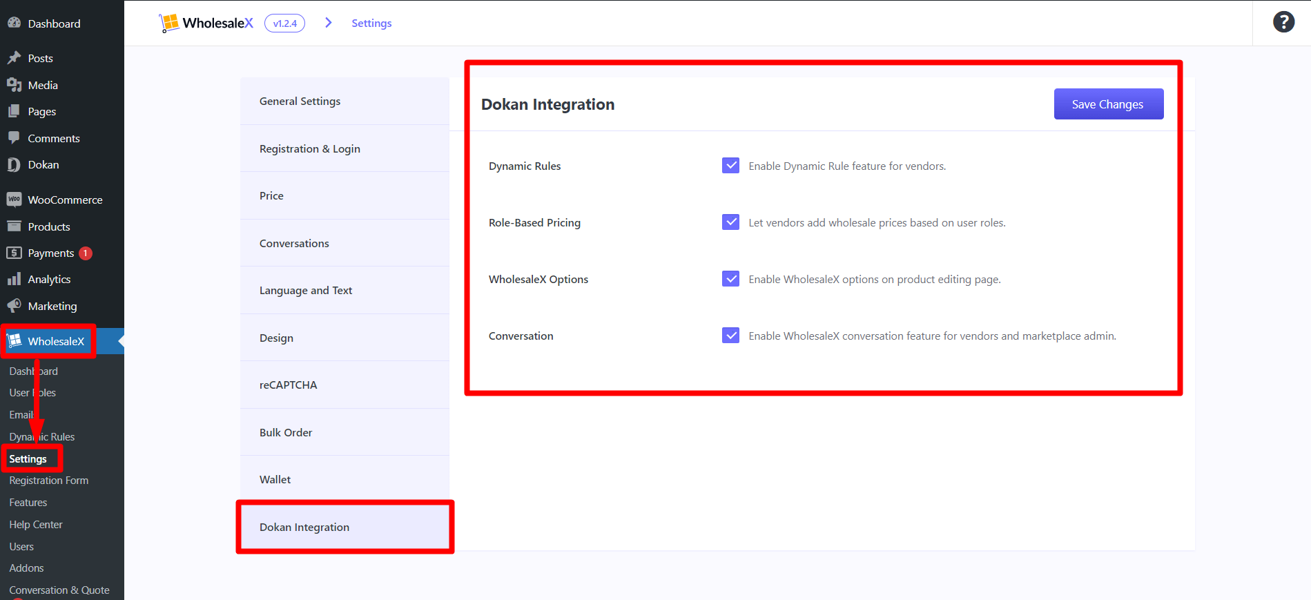 Enable WholesaleX Settings for Vendors