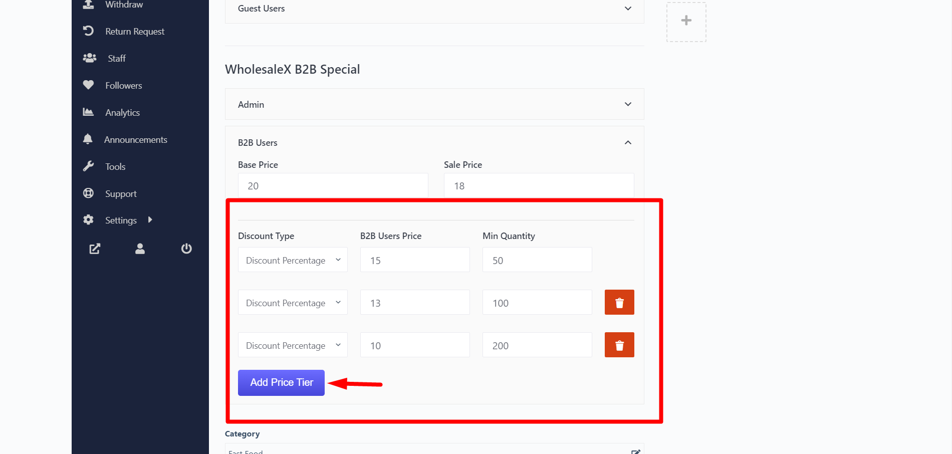 Tiered Pricing from Vendor Product Page