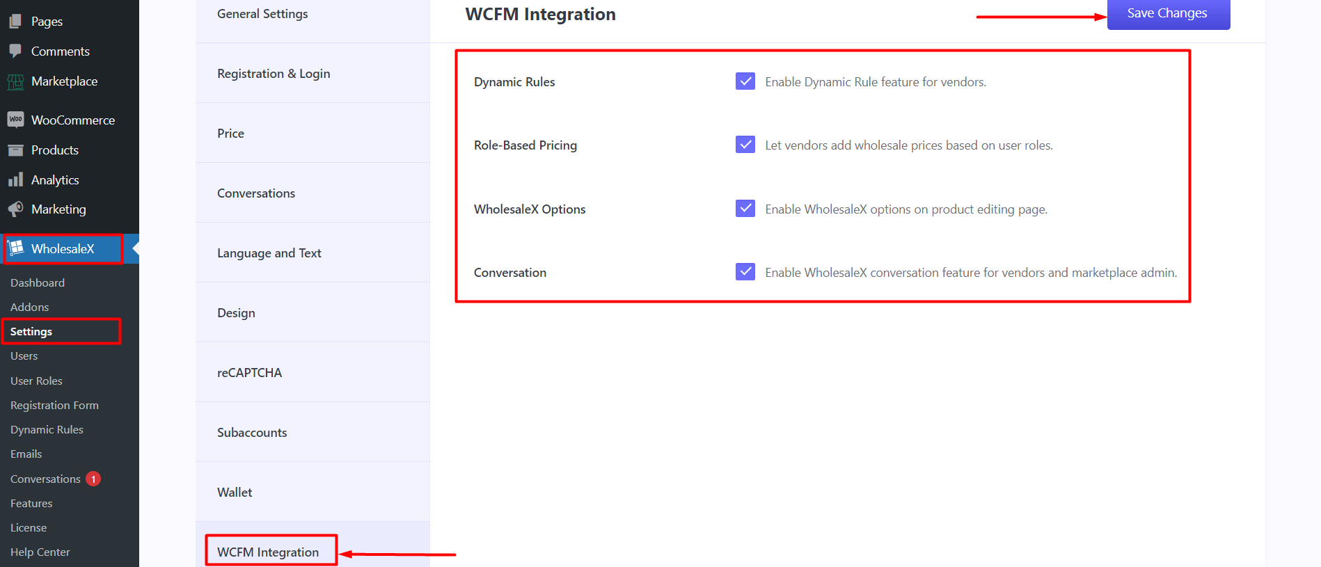 Enabling WholesaleX Settings for WCFM