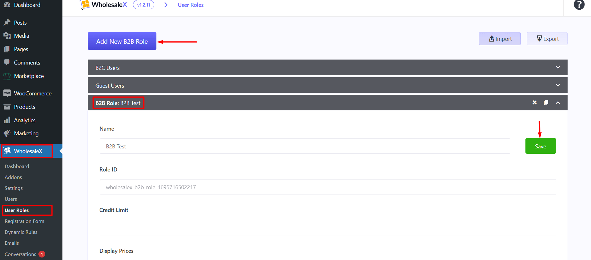 WholesaleX User Role Settings for WCFM