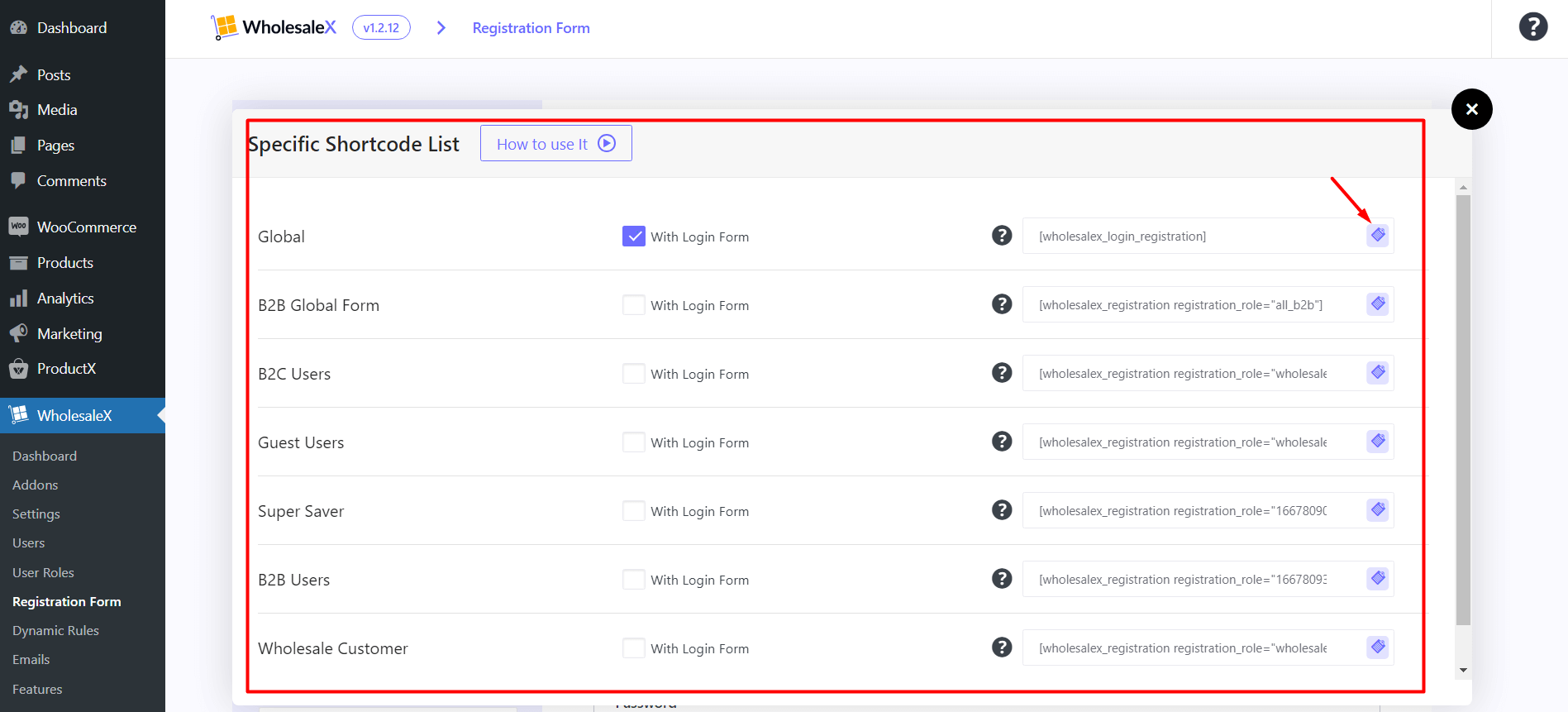 Copying Registration Form Shortcodes