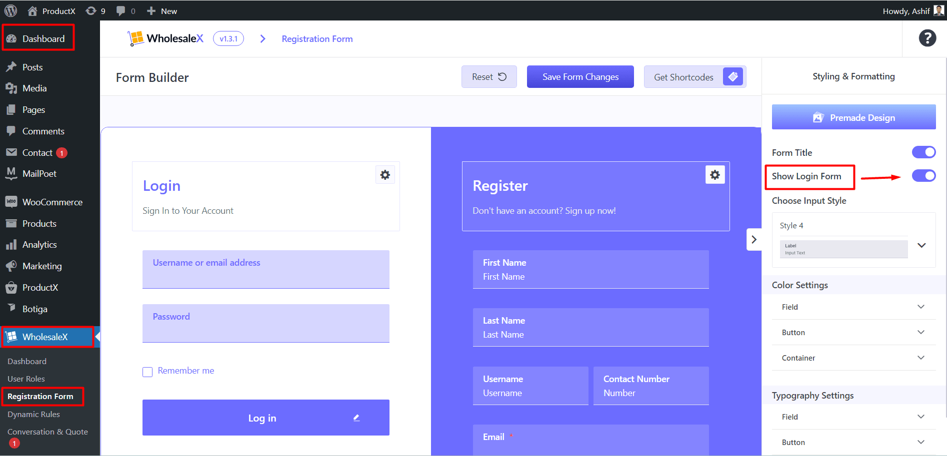 WholesaleX Registration Form Builder