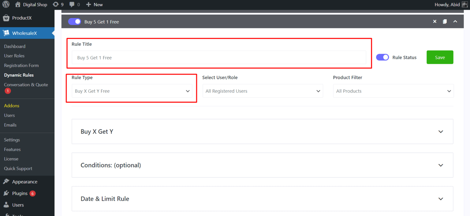 dynamic rule title and rule type