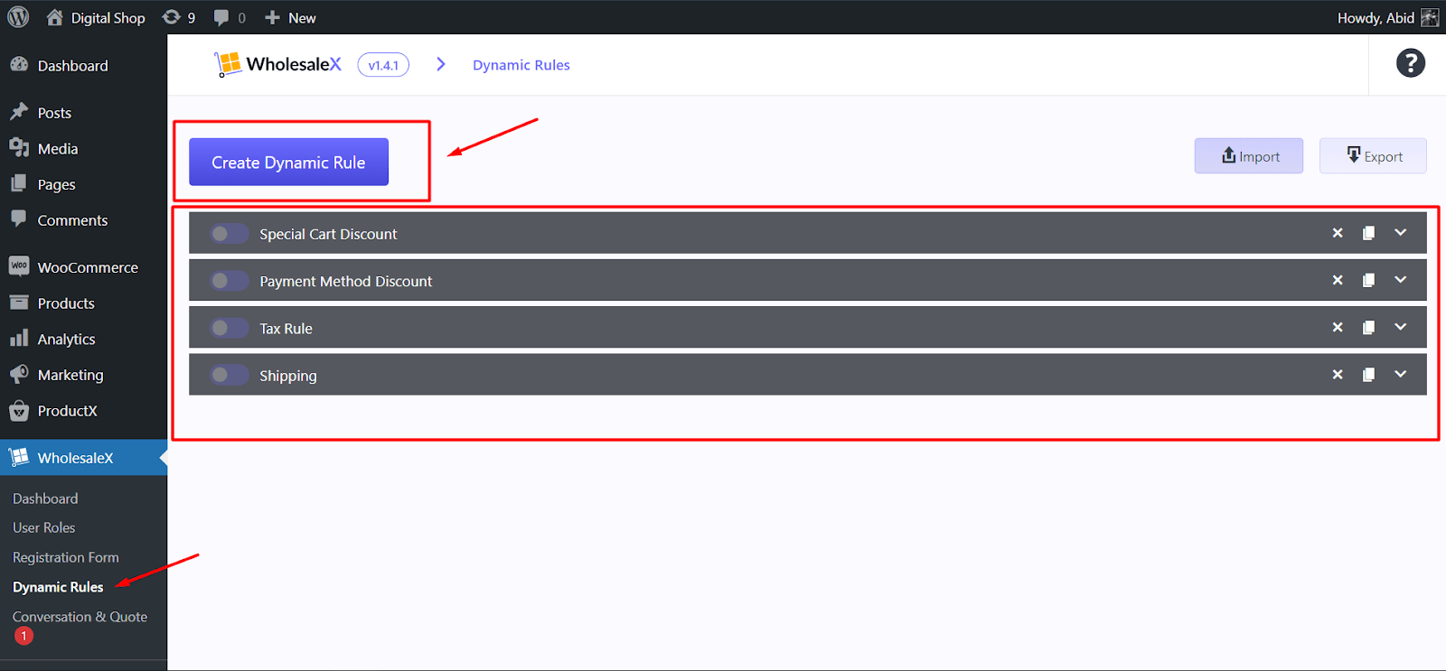 get started with dynamic rule