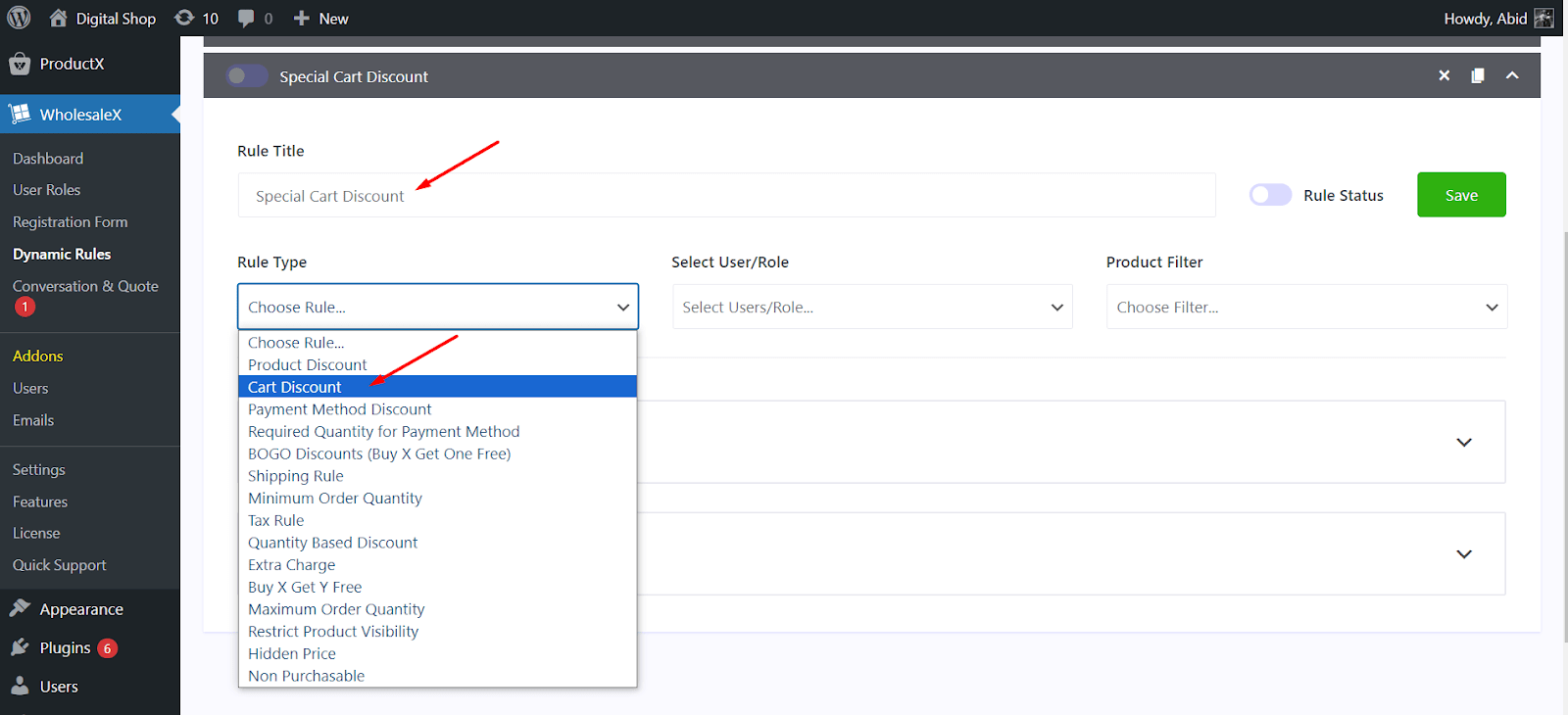 dynamic rule name and type