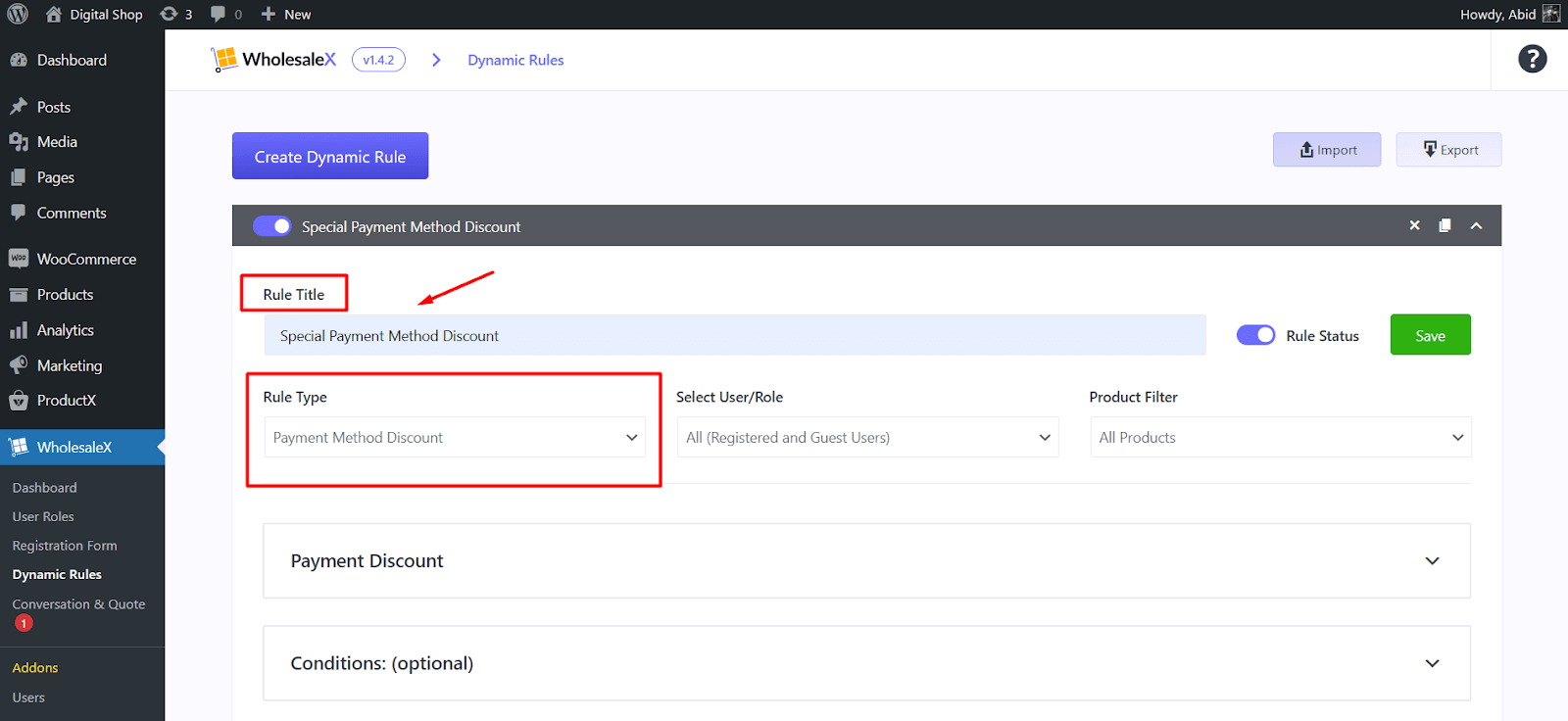 set rule title and rule type for dynamic rule