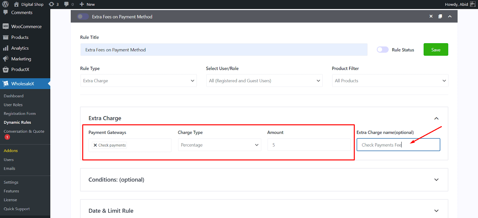 choose payment gateways and the fees amount