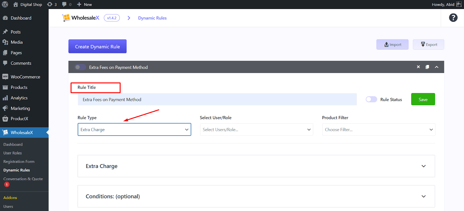 rule title and type for dynamic rule