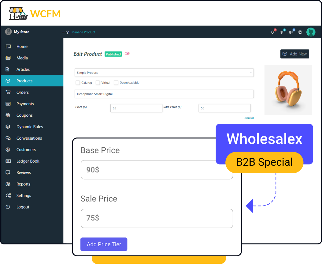 enable wholesaling for vendors